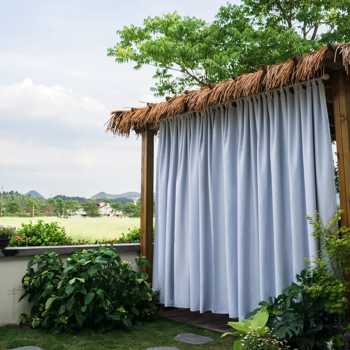 Waterproof Outdoor Blackout Curtain, Patio Drape, for Sliding Door, Foyer, Arbor, Lanai, Beige, 1 Panel