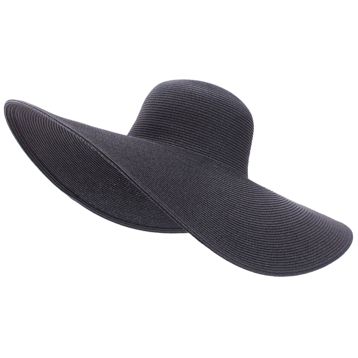 Lawliet 7.1''/18cm Faltbar Übergroß Riesig Breite Krempe Sonne Strand Stroh Hüte Hochzeit Damen Floppy Party Elegant A330