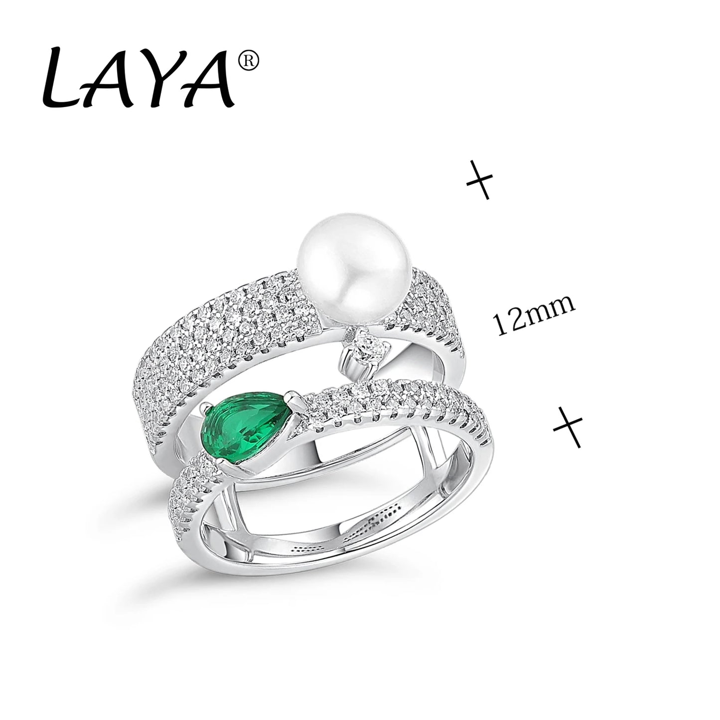 Inel cu perle LAYA Jewelry R29189 - Argint 925 7,48g Verde
