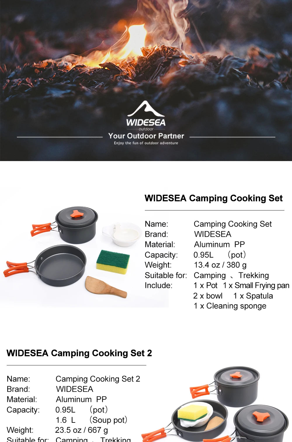 Camping-Kochset 2025: Widesea Outdoor Cookware - Tableware Hiking Picnic Travel Equipment Collection