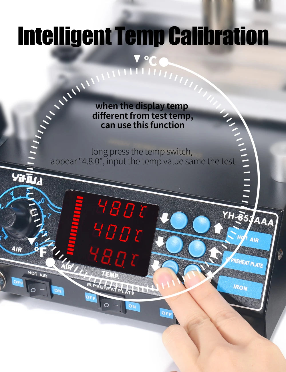 YIHUA 853AAA 1200W Preheating Station PCB Preheater Soldering Station BGA Rework Station Soldering Iron Heat Gun Welding Station