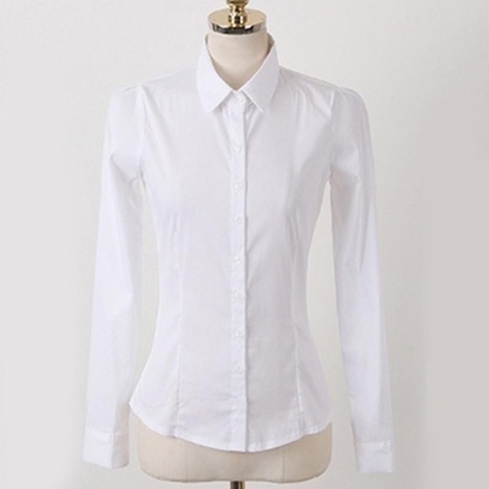 Women shirts Fashion Office Lady OL Shirt Working Business Nursing Career Top White Solid Blouse shirt camisas mujer Business