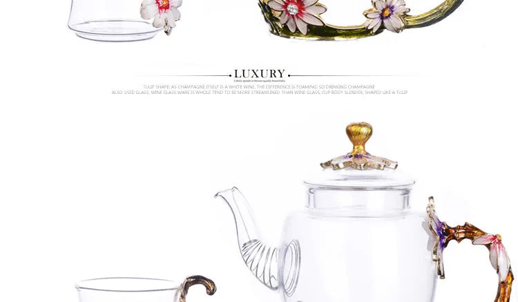 Hand-painted Kung Fu teapot, heat-resistant glass single pot enamel color bubble teapot, high-grade scented tea kettle