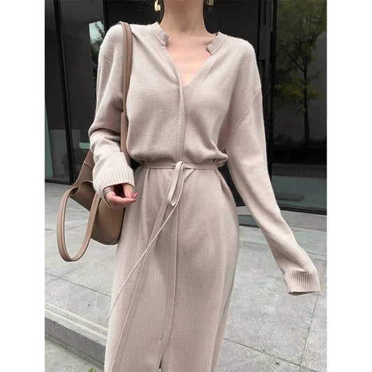 ZY1177 Elegantes Strickkleid Spandex Baumwolle - Maxi Größe L