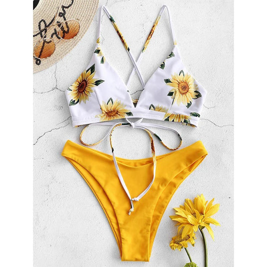 Damen Bikini Set - Sonnenblumen-Druck Schwimwear für Frauen Premium Beach Fashion