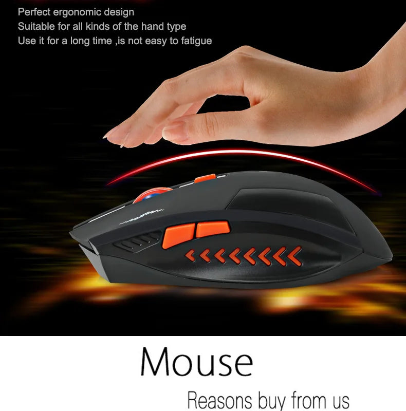 KuWFi Gaming Maus Leise Taste - 2400 DPI 2.4G Akku Optisch