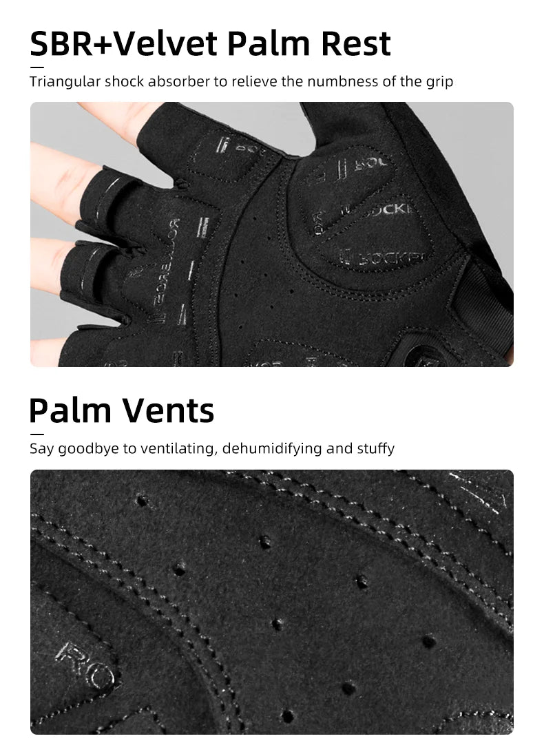 ROCKBROS Radfahrrhandschuhe Halbfinger Schockresistent Abriebfest Atmungsaktiv MTB Straßenfahrrad Handschuhe Männer Frauen Sportfahrrad Ausrüstung
