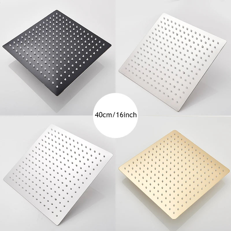 Shower Head 16 Inch Luxury Ultrathin Rainfall Shower Head Stainless Steel Chrome Nickel Bathroom Faucet Accessory