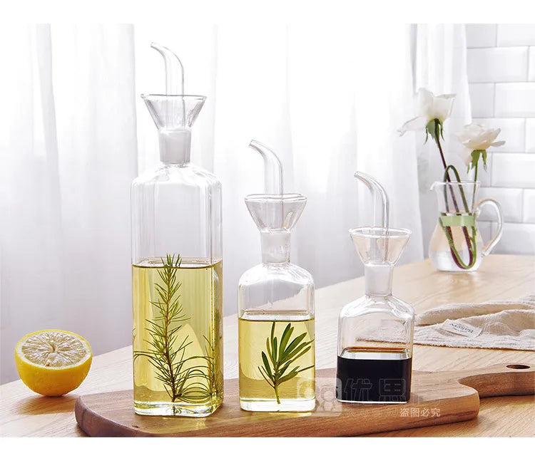 High Borosilicate Glass Oil Pot Household Leak-proof Oil & Vinegar Pots Kitchen Soy Sauce Pot Tank Seasoning Bottle