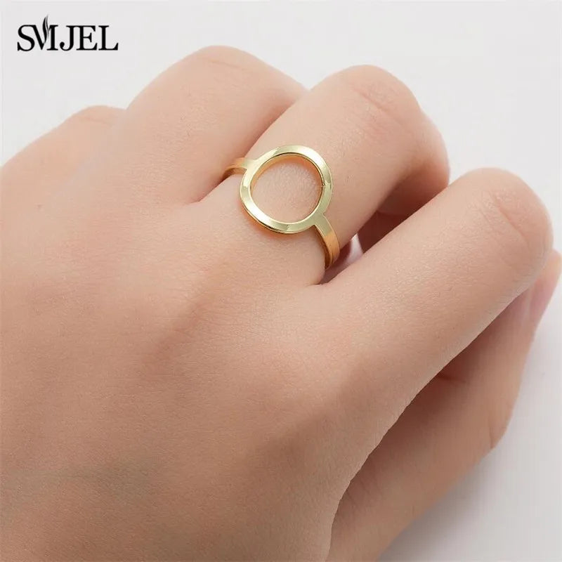 New Punk Geometric Ring for Men Women Exaggerated Stainless Steel Jewelry Opening Adjustable Ring Anillo Hombre Bijoux 2021 Gift