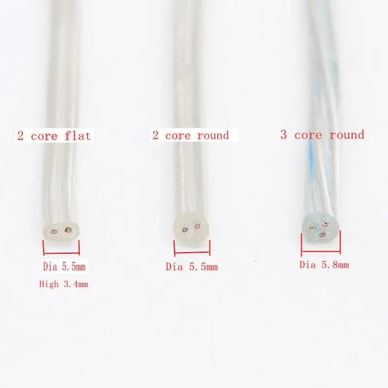 Transparentes Elektrokabel 250V 0,75mm² - 2/3-adrig PVC Rundkabel für Pendelleuchten