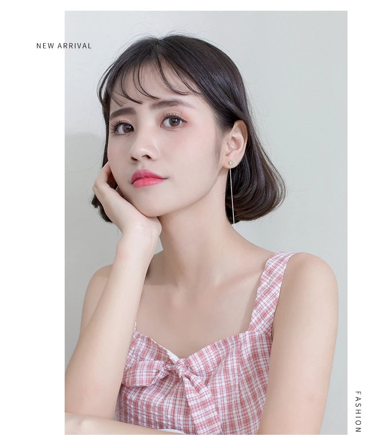 Cercei cu ciucuri și lanț lung cu opal verde Modian Fashion pentru femei, cercei cu picătură din argint 925 autentic, bijuterii fine 2020, noi