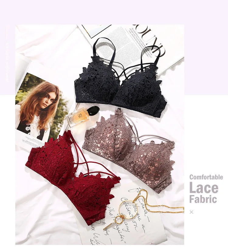 BH-Set 2025: elegant Spitzen-BH Damen Unterwäsche-Set Ohne Bügel Push Up Bralette - Nahtlos Atmungsaktiv Spitze Lingerie Schlaf-Unterwäsche