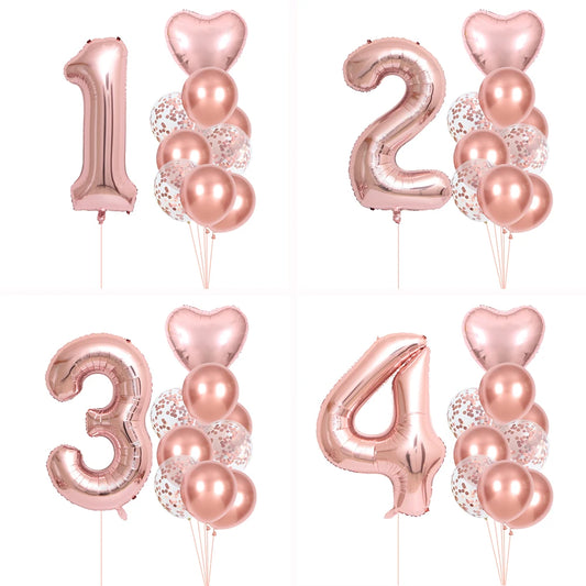 GIHOO 21118 Zahlenballons Roségold - 10 Stück 40 cm Latex