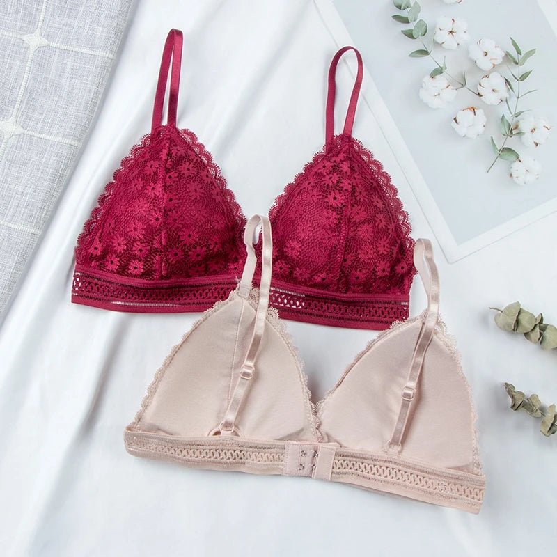 MIMICOO Damen BH 2025 - Elegante Spitzen-Bralette Push-Up bügellos mit herausnehmbaren Pads