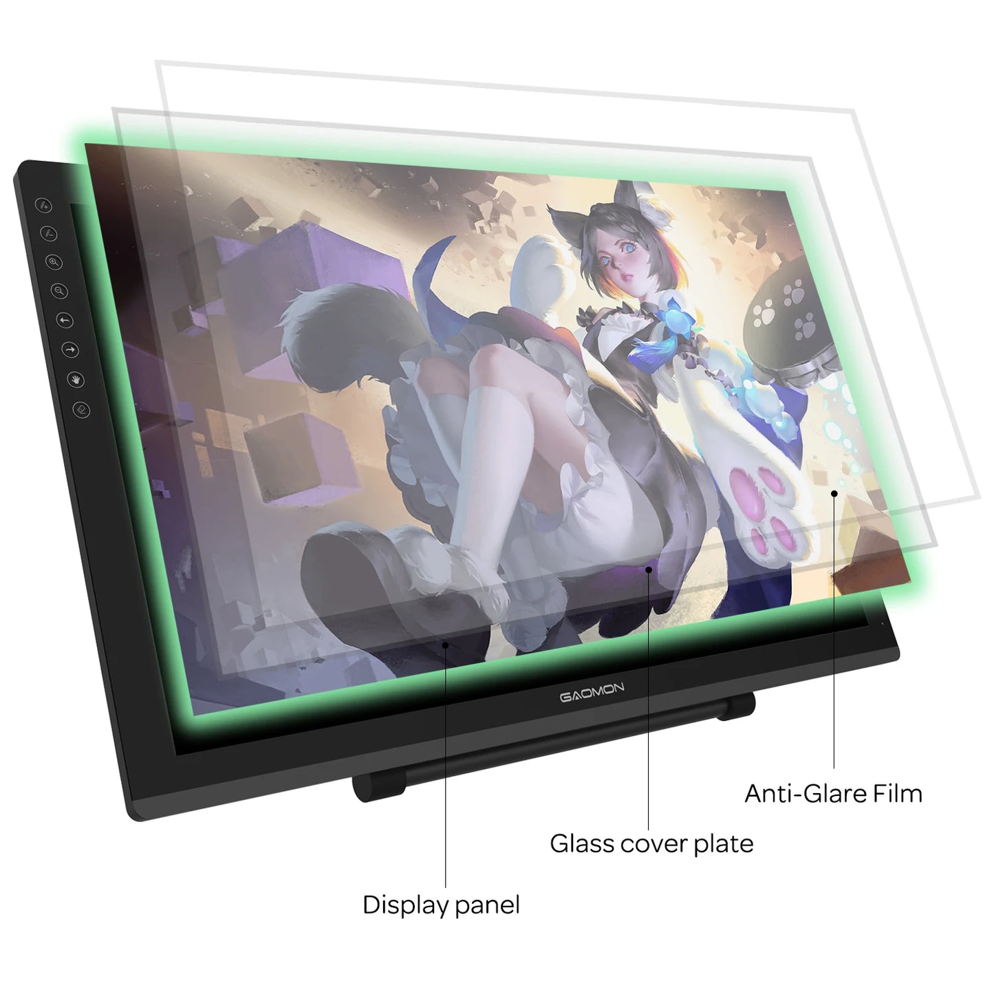 Gaomon PD2200 21.5 Inch Graphics Tablet Anti-Glare Full Lamination Screen Display with 8 Touch Keys Support ±60° Tilt Function