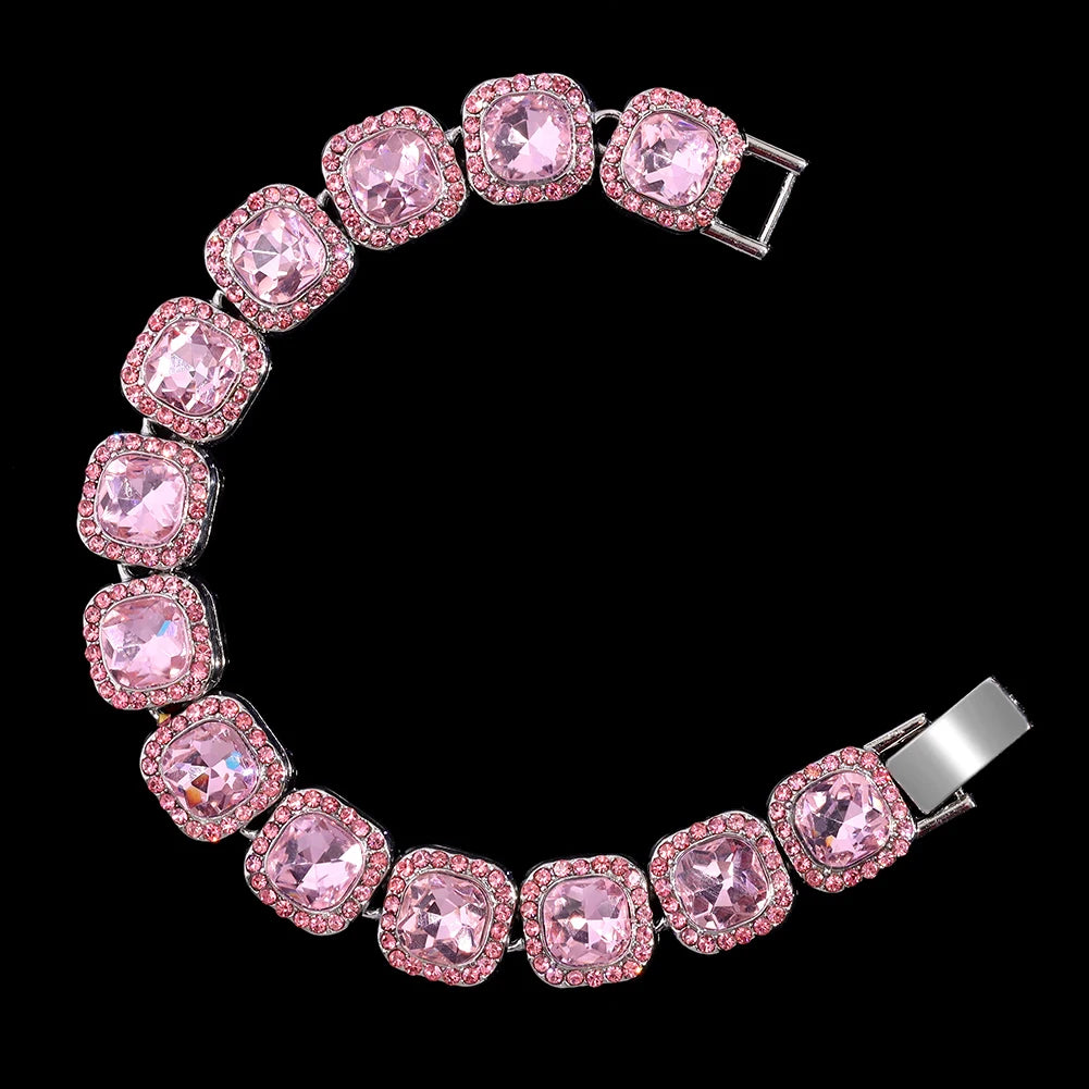 Luxus Voll Strass Große Tennis Kette Armbänder 2025 - Frauen Männer Fashion Bling - Iced Out Quadrat Kristall Armband Hand Schmuck Premium