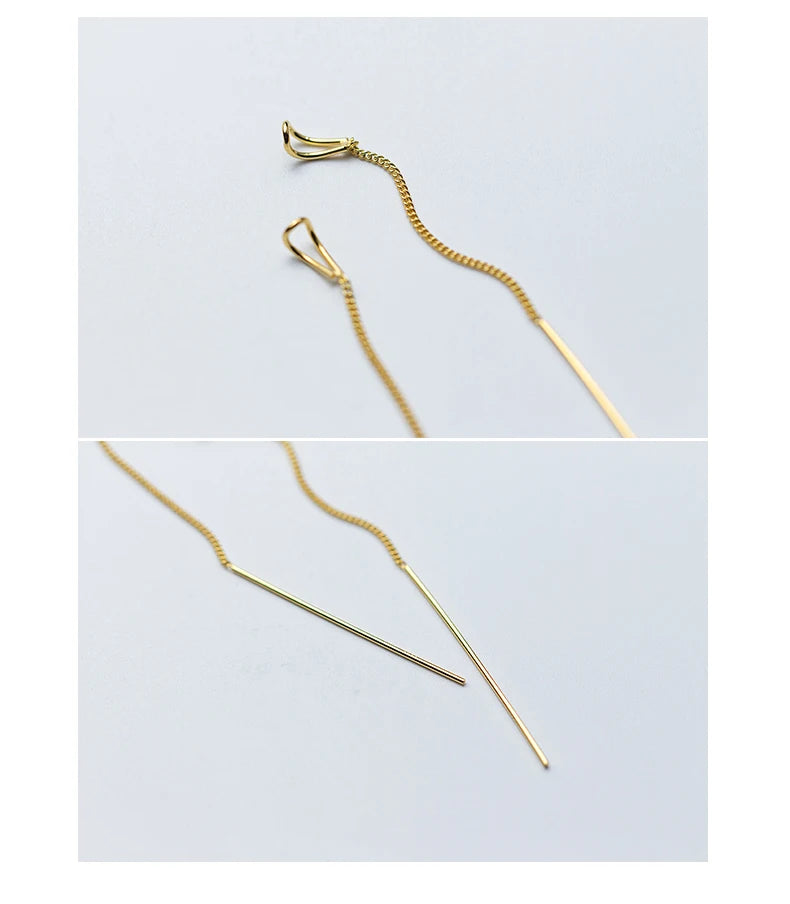 Cercei lungi cu pandantiv, minimalisti moderni, cu farmec simplu, pentru femei și fete, din argint 925