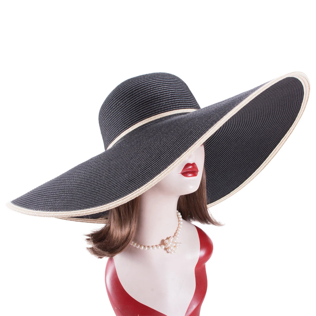 Pălării de paie pliabile, supradimensionate, cu bor larg, Lawliet, elegante, pentru plajă, pentru nuntă, femei, cu boruri largi, A330