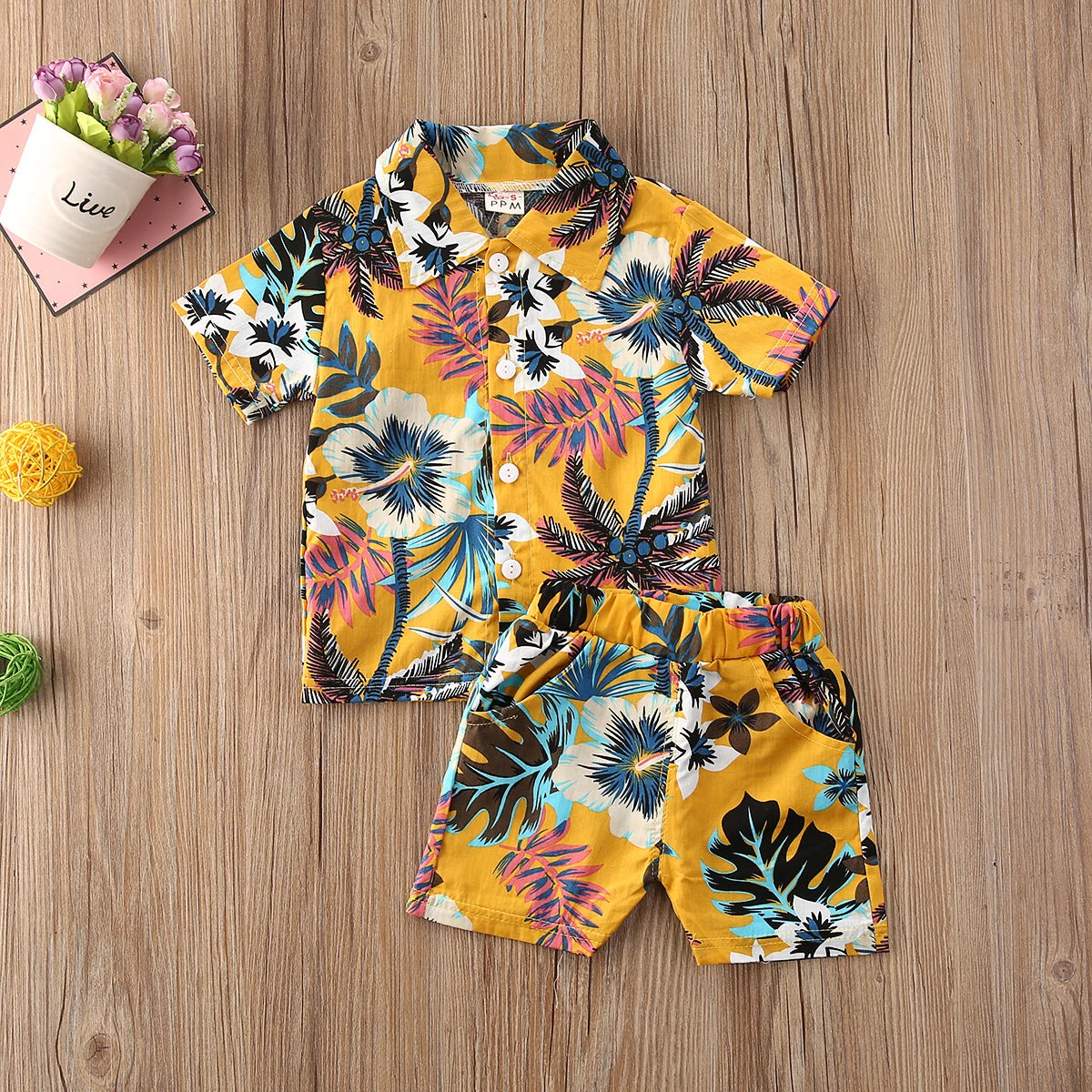 Set băieți 2025: SUNSION Haine pentru bebeluși 0-5 ani, stil boho de vară - Seturi cu imprimeu floral, 2 buc., cămașă cu mânecă scurtă + pantaloni scurți, colecție de ținute casual pentru plajă și băieți