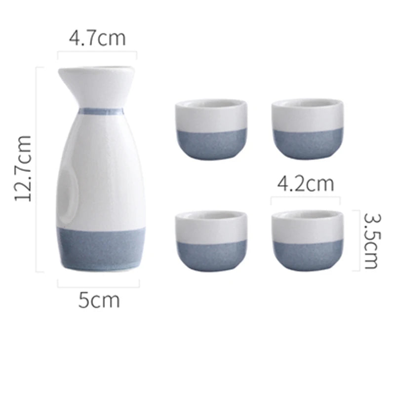 HKIT3327 Sake Set Retro Keramik - 360ml Gesamt 30ml Becher