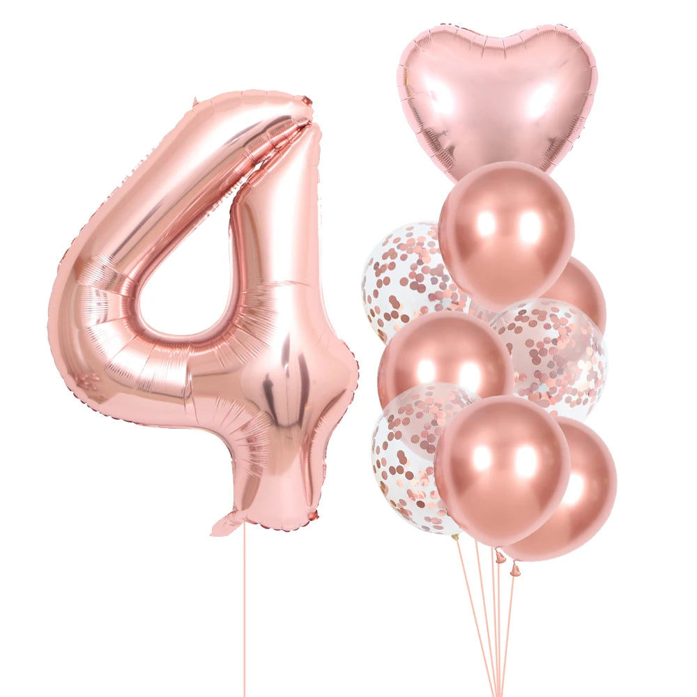 GIHOO 21118 Zahlenballons Roségold - 10 Stück 40 cm Latex