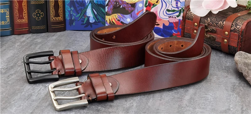 Herren Ledergürtel 2025 - Super Wide 4.2CM Luxury Thick Genuine Leather Double Buckle