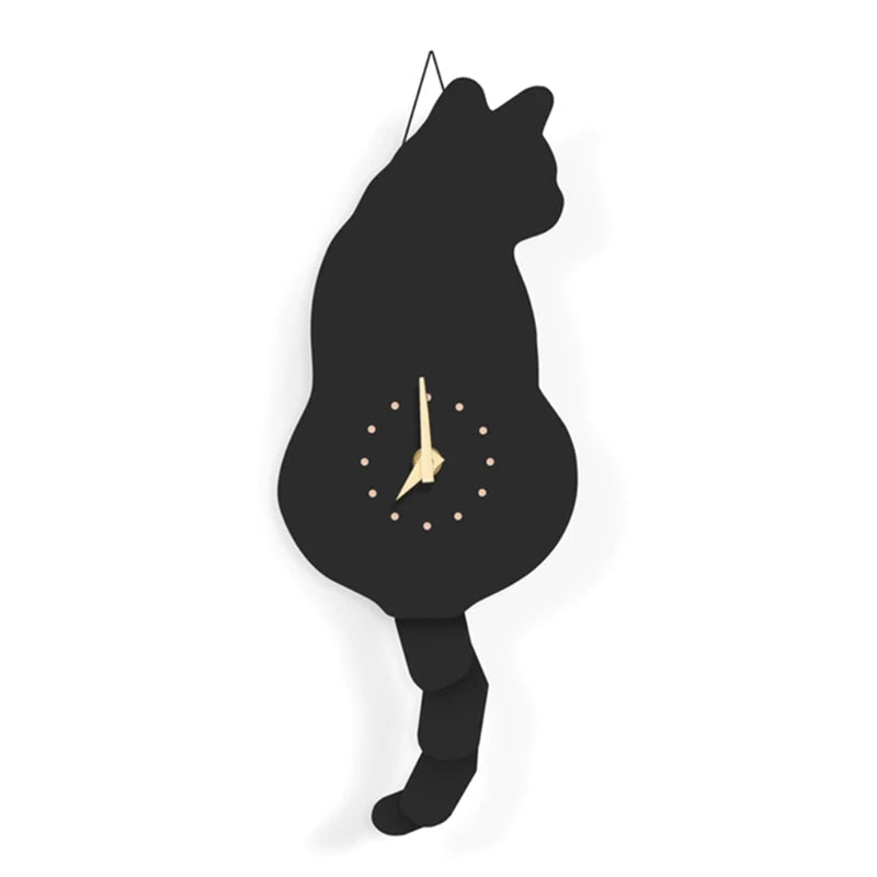 Creative Wall Clock Naughty Cat Wag Tail Clocks Quiet Swinging Clock for Home Bedroom Living Room Decoration Kid Room Decor Tail