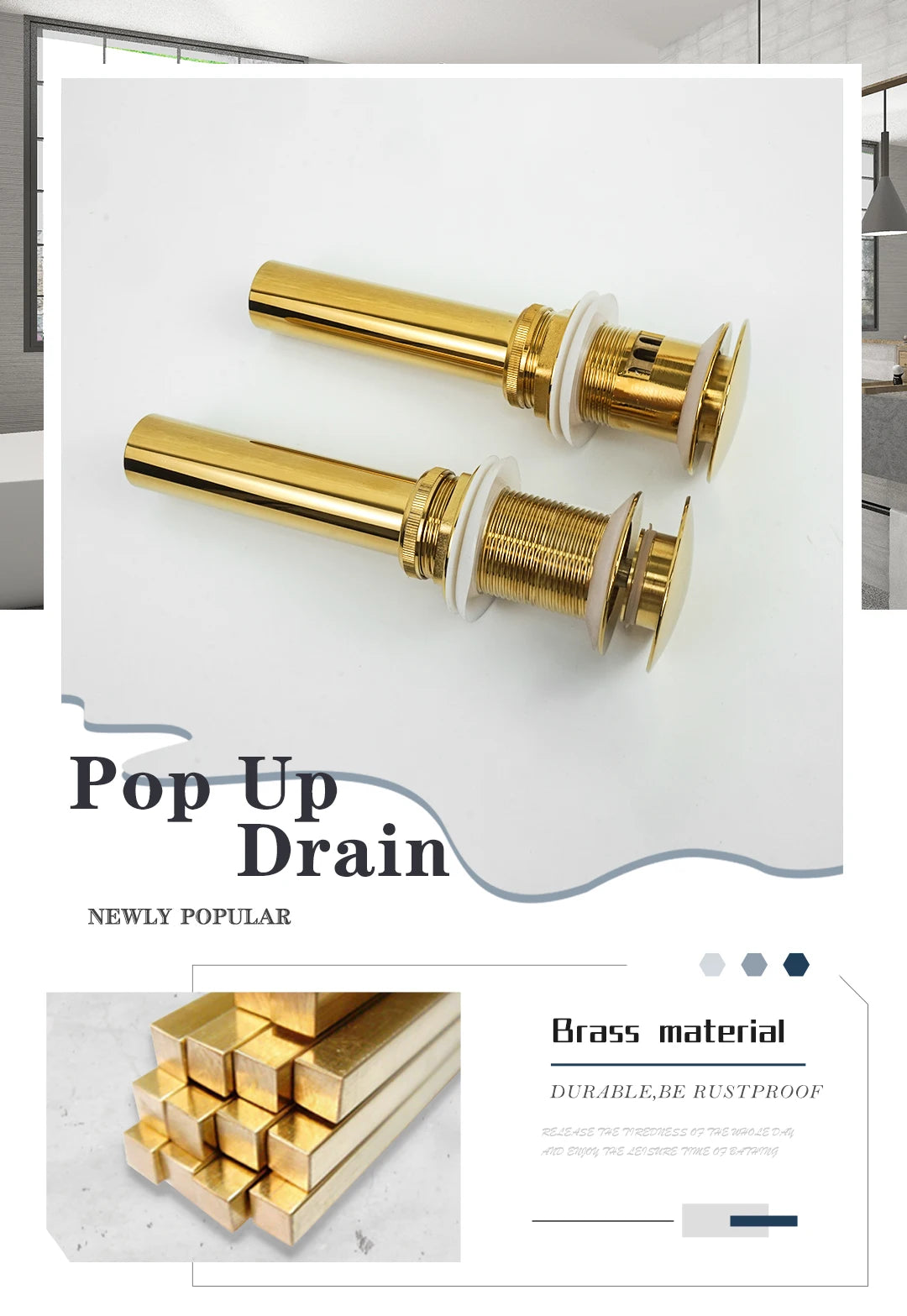 bonderis Pop Up Drain Matt Schwarz - Messing, ohne Überlauf