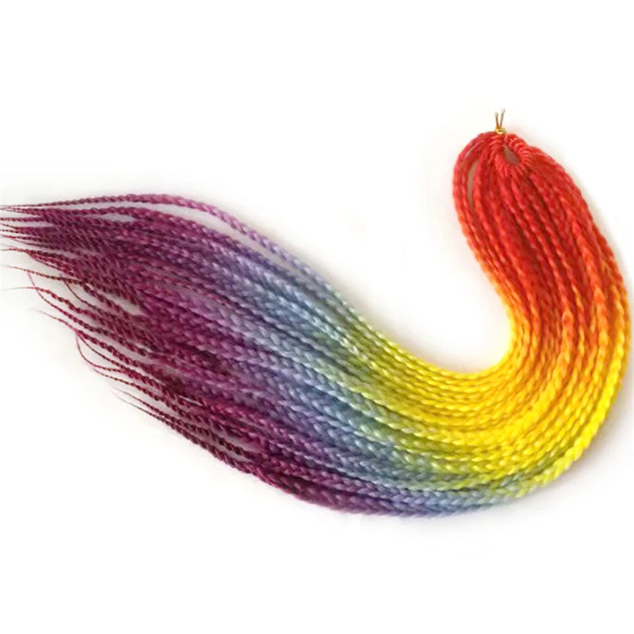 VERVES Crochet Braids Sintetice 24 inch Box Braid 22 Rădăcini/Buc Extensii de Păr Ombre Împletitură de Păr Fibră Călduroasă Împletitură Vrac Roz, Negru