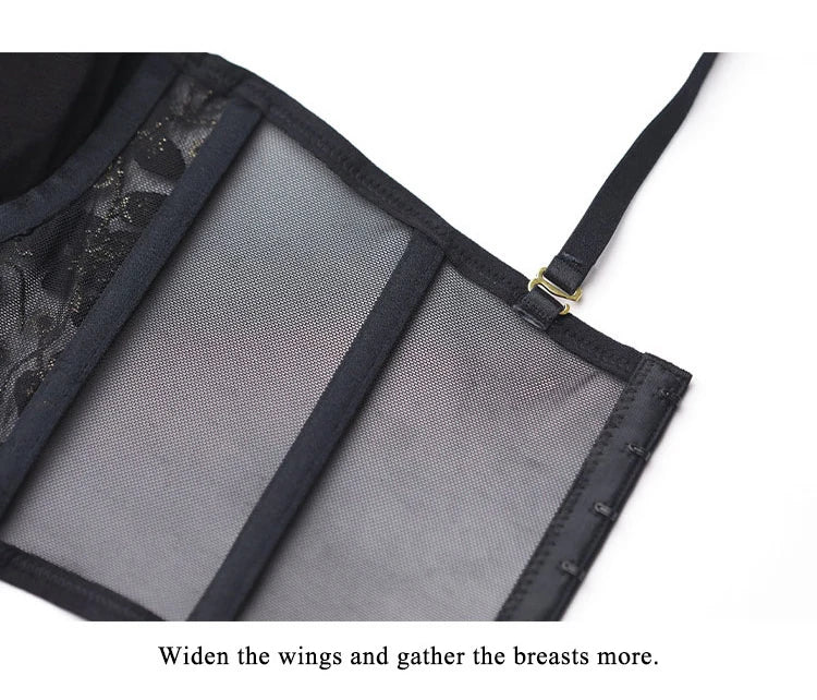 New Embroidery Lace Flowers French Underwear Bralette elegant Body Shaping Push Up Bra Set Romantic White Black Cute Lingerie Thin