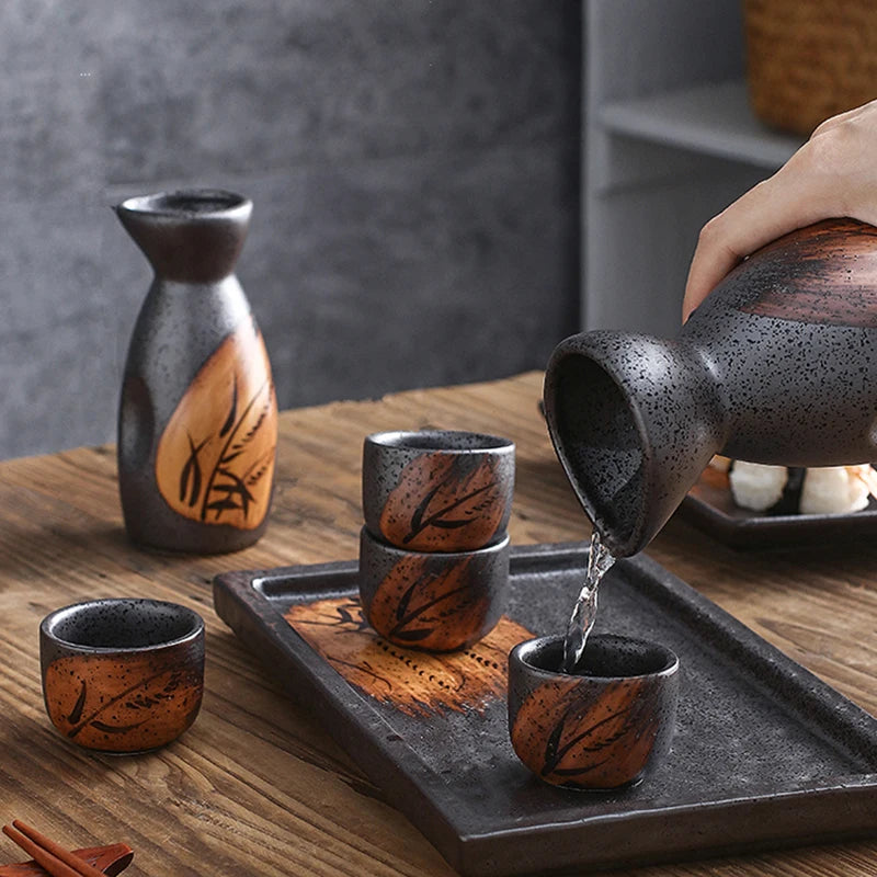 HKIT3327 Sake Set Retro Keramik - 360ml Gesamt 30ml Becher