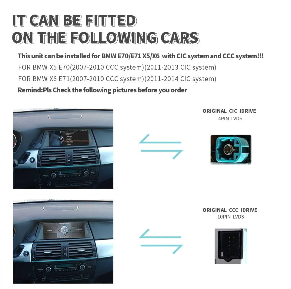 BMW CarPlay System 2025 - Wireless Android 14 Multimedia für X5 E70 X6 E71