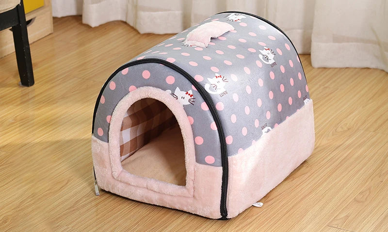 Indoor Dog House Soft Cozy Dog Cave Bed Foldable Removable Warm House Nest With Mat For Small Medium Cats Animals Kennel