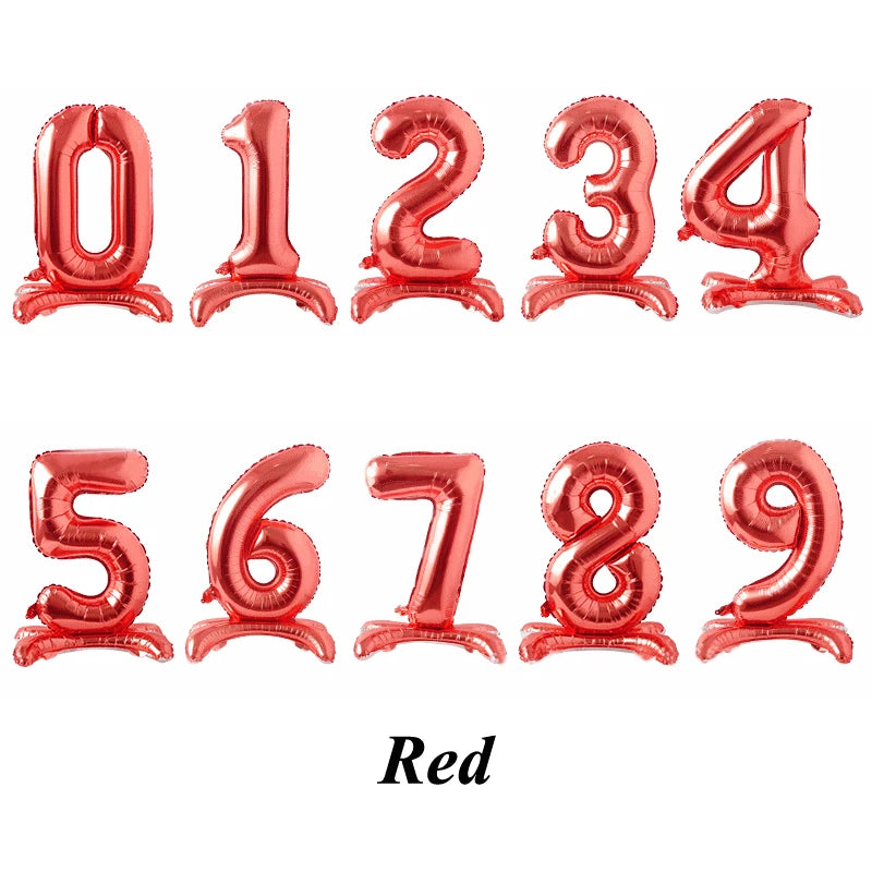 Neue Ankunft 32 Zoll Stand Zahlen Folienballons Rosegold Silber Rot Ballon Hochzeit Geburtstag Party Dekorationen Kinder Spielzeug Shower