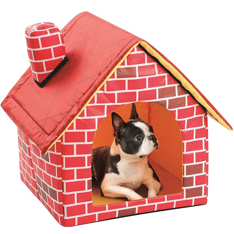 Katze Welpe Home Tragbar 2025 - Rote Ziegel Haustier Hunde Haus - Warm Gemütlich Katzen Bett Hunde Zwinger Abnehmbar Travel House