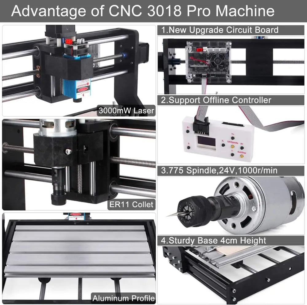 TwoWinCNC 3018 Pro Laser Gravur - 20W 30x18x4.5cm GRBL