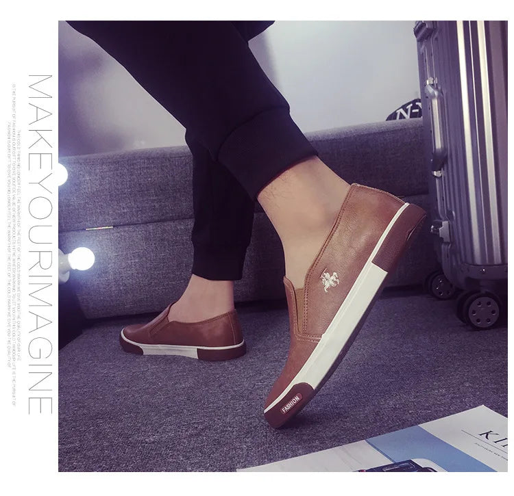 Pantofi sport respirabili pentru bărbați 2025 - Mocasini din piele PU, fără slip-on, la modă - Pantofi de vară de înaltă calitate