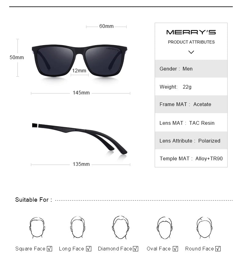 MERRYS DESIGN Herren HD Polarisierte Sonnenbrille Sport Angeln Augenschutz Aluminium Legierung Bügel UV400 Schutz S8186