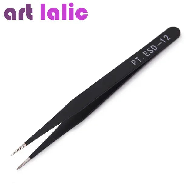 Antistatic Black Manicure Tool Acrylic Gel Nail Art Rhinestones Sequins Paillette Picking Nipper Tweezers HOT - Golden Bridge Store
