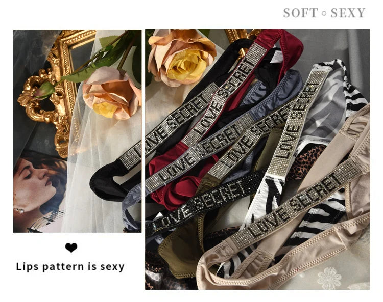ZQTWT Damen-Unterwäsche 2025 - Elegante Sport-Strings mit Strass & Buchstaben tief sitzend S-XL