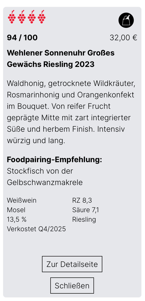 GROßES GEWÄCHS Wehlener Sonnenuhr 2023