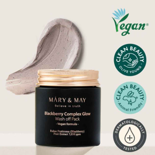 Mary&May Blackberry Glow Washoff Pack - Kapazität 125 g, Vegan, Alle Hauttypen