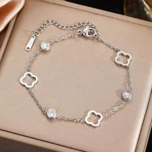 EdelGlanz Glückskettchen Verstellbares Edelstahlarmband - Größe 16+5 cm