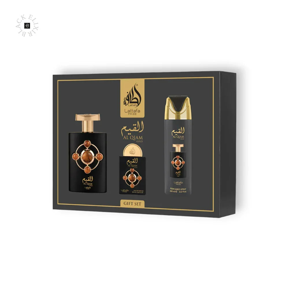 Lattafa Pride Al Qiam Gold Duftset - 100ml EDP, 20ml Reise, 200ml Deo