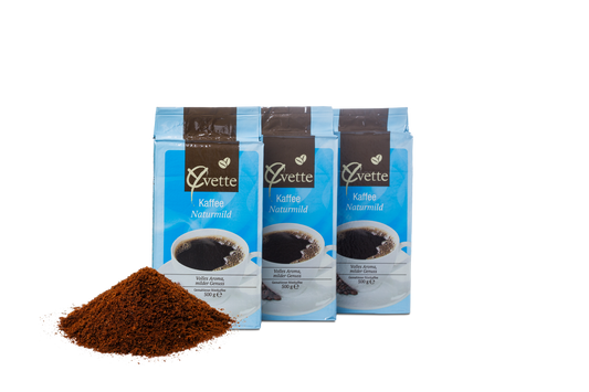 Yvette Kaffee Filterkaffee Naturmild Frisch - 500 g Gemahlener Kaffee Vakuumverpackt