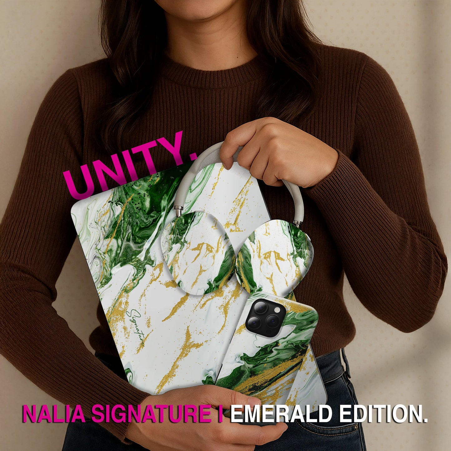 Husă NALIA Emerald - Design artistic, dimensiune 14 inch, compatibilă cu MacBook Pro 14, material ușor