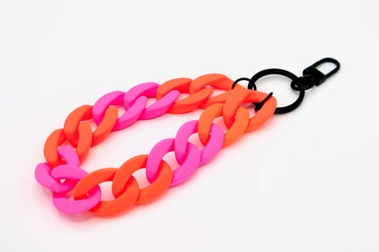 Schlüsselanhänger mit Karabiner "RUBBER EDITION" Neon Orange/Pink