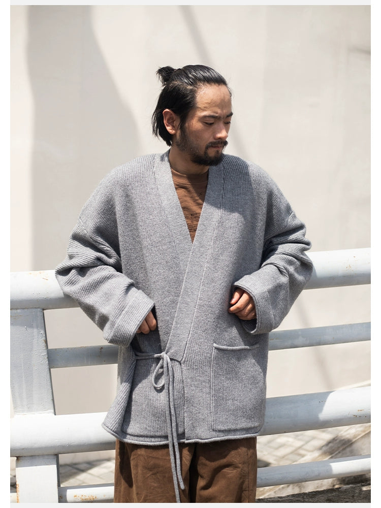 EMAIGICN MY1148 Gestrickter Kimono Cardigan - Größe M/L, Material Polyester/Viskose, Verschluss Ein-Knopf