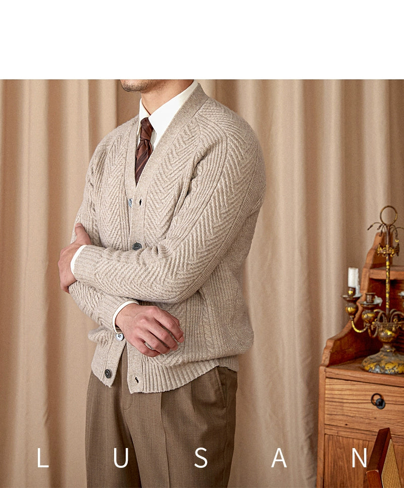 Heritage Vintage Wollcardigan V-Ausschnitt - Slim, Warm LXL